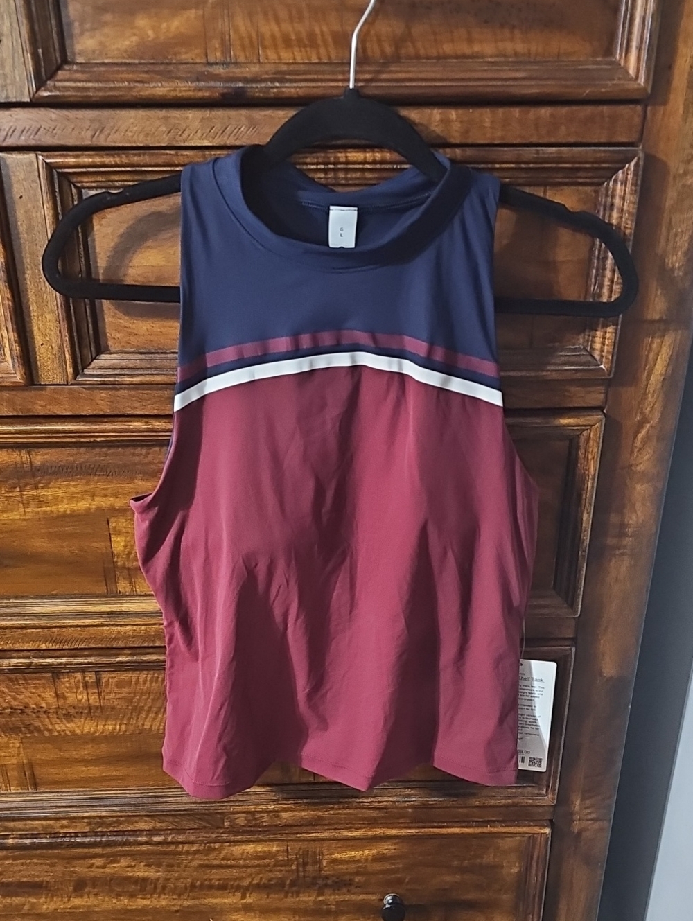 Lululemon Mockneck Shelf Tank- STRIPE! Sz Large, NWTS! BBAY/TRNV/LTIV!